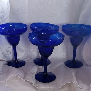 Beautiful Cobalt Blue Margarita Glasses From The 80 'S